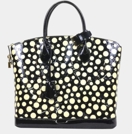 Túi tote MM Lockit MM Louis Vuitton Black/White Patent Leather Kusama Infinity Dots Lockit
