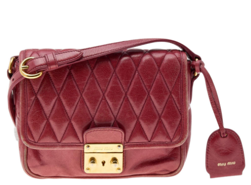 Miu Miu Red Quilted Leather Pushlock Flap Shoulder Bag