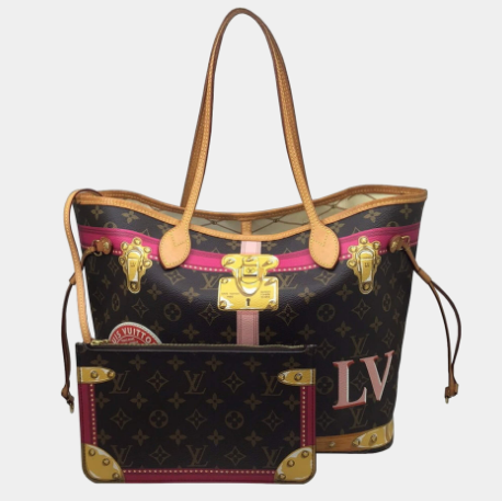 Túi tote MM Túi xách Louis Vuitton Brown Monogram Canvas Neverfull Trunks MM