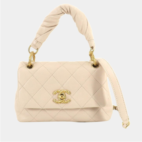 Túi Chanel Cream Caviar Leather Extra Mini Coco Top có tay cầm